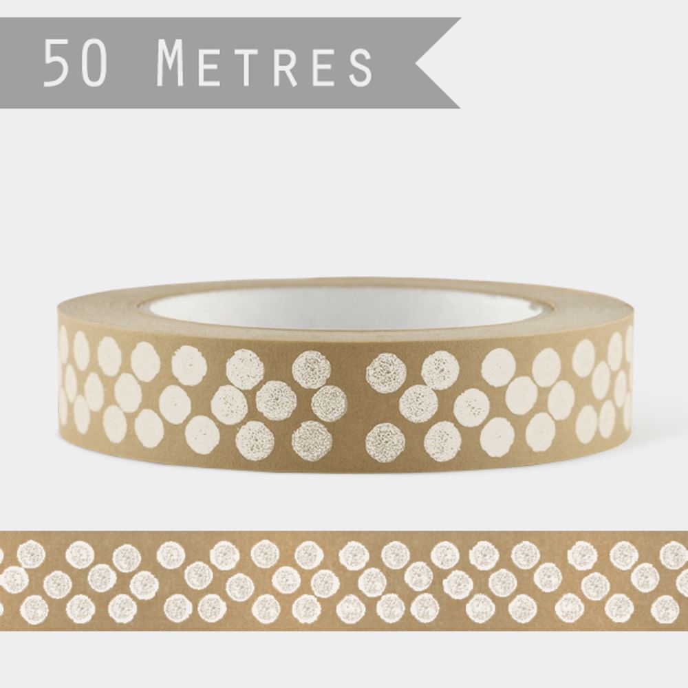 east-of-india-wide-brown-craft-tape-white-dots-50m|4761|Luck and Luck|2