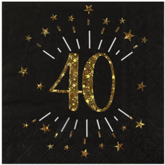 black-and-gold-age-40-party-pack-cups-plates-and-napkins|LLBLCKGOLD40PP2|Luck and Luck| 3