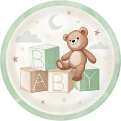 teddy-bear-paper-dinner-plates-x-8-baby-shower-christening|PC368275|Luck and Luck|2