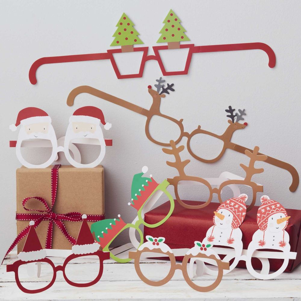 christmas-novelty-fun-paper-glasses-x-8|ST-243|Luck and Luck| 1