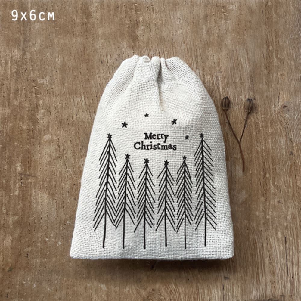 east-of-india-mini-drawstring-gift-bag-merry-christmas|1689|Luck and Luck| 1