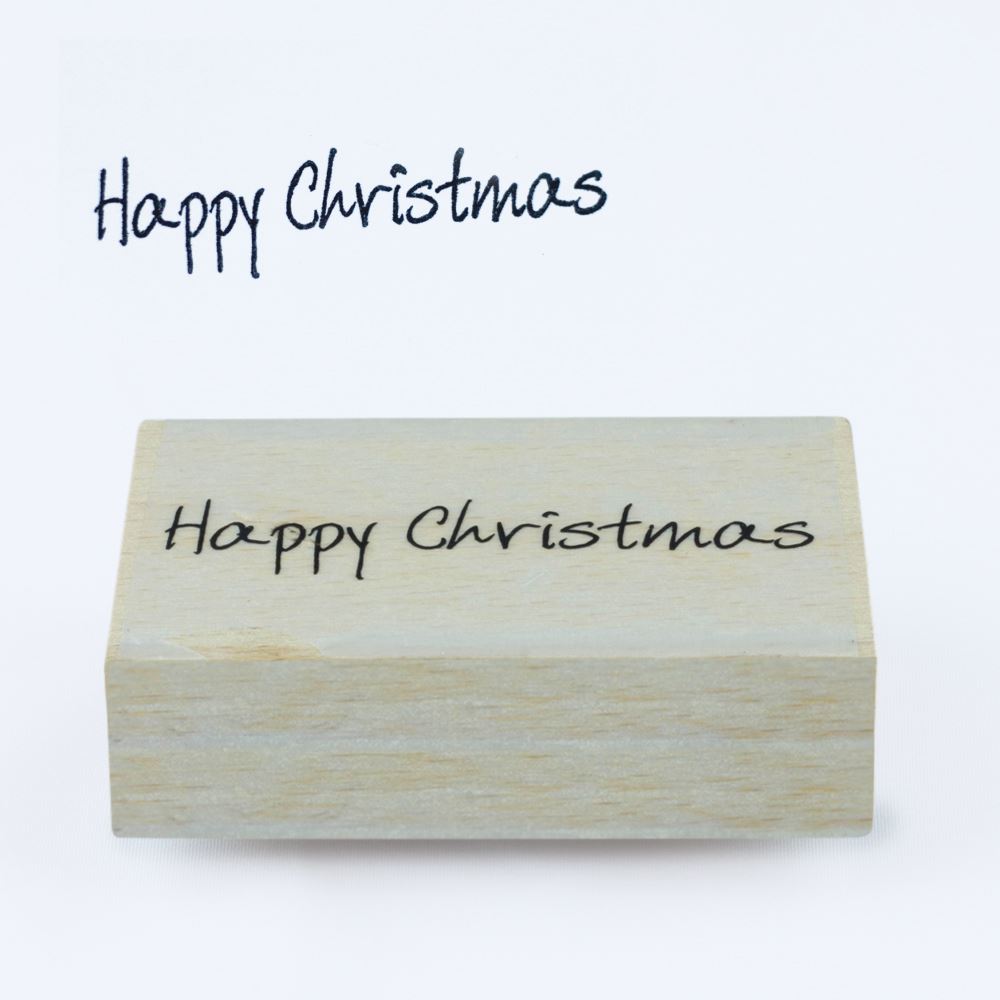 scribbled-happy-christmas-wood-mounted-rubber-ink-stamp|1012B|Luck and Luck| 3
