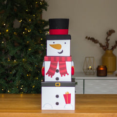 stackable-snowman-christmas-gift-boxes-3-tier-set|X-31067-BXC|Luck and Luck| 1