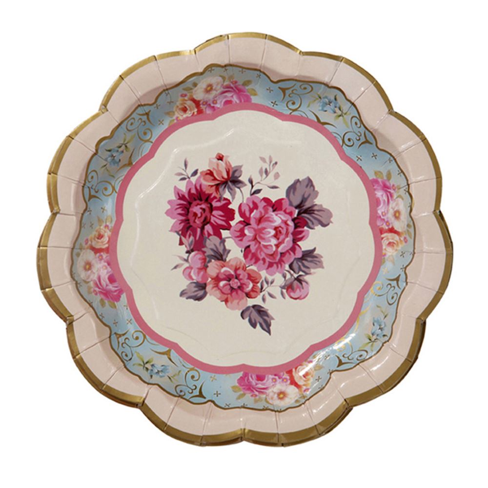 alice-in-wonderland-style-vintage-floral-paper-plates-pink-blue-afternoon-tea-x-12|TS3PLATE|Luck and Luck| 3