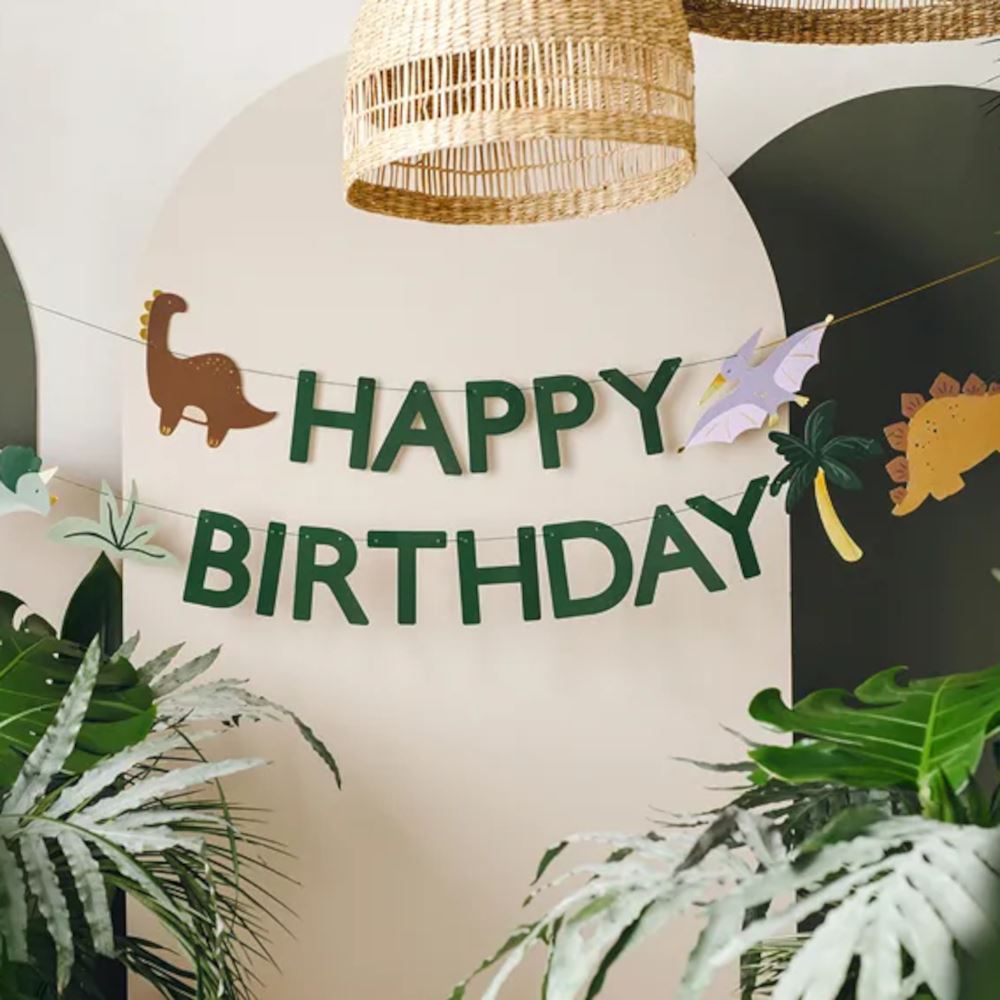 dinosaur-happy-birthday-banner-bunting-3m|GRL106|Luck and Luck| 1
