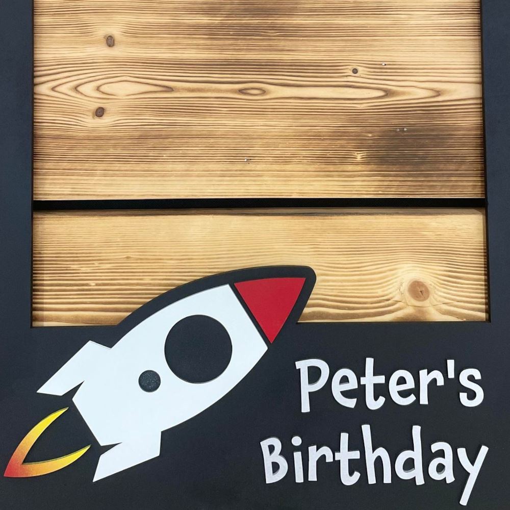 personalised-wooden-photo-booth-frame-with-rocket-design-space-party|LLWWPBROCKET|Luck and Luck|2