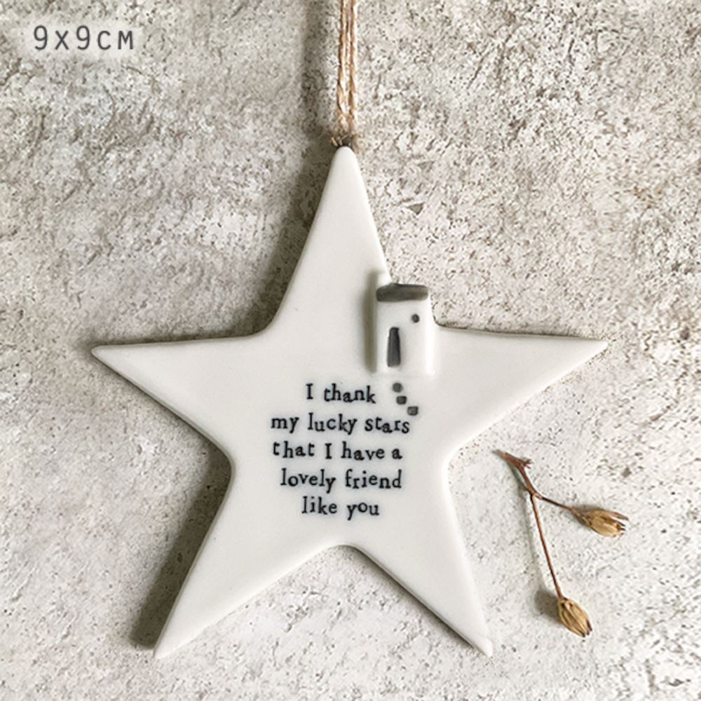east-of-india-porcelain-hanging-star-thank-my-lucky-stars|6659|Luck and Luck| 1