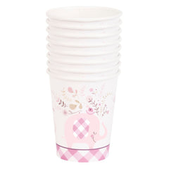 pink-floral-elephant-9oz-baby-shower-paper-cups-x-8|78376|Luck and Luck| 1