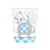 blue-floral-elephant-9oz-baby-shower-paper-cups-x8|78396|Luck and Luck| 1
