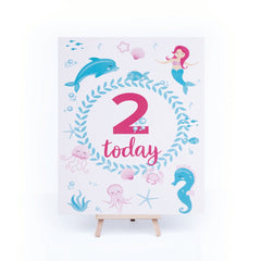 mermaid-age-2-birthday-sign-and-easel|LLSTWMERMAID2A4|Luck and Luck| 3