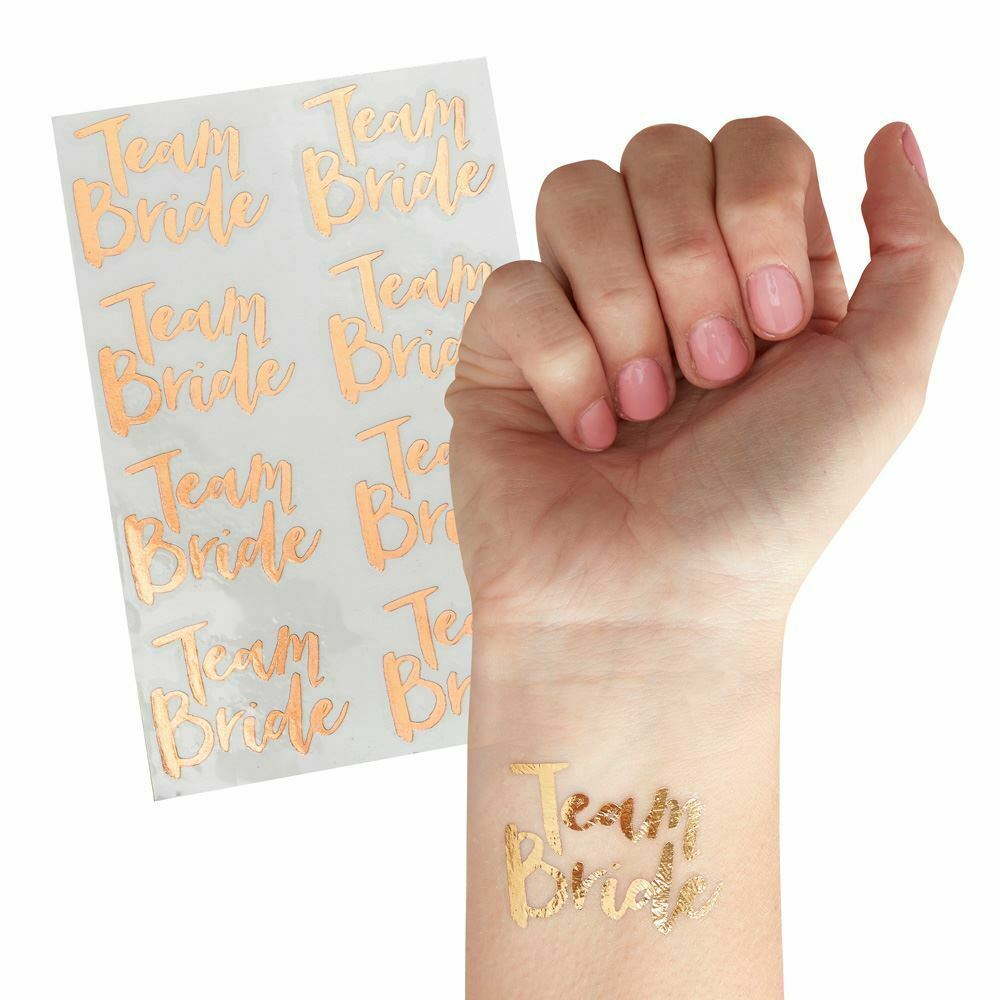 rose-gold-team-bride-temporary-tattoos-team-bride-hen-party-fun-pack-of-16|TB601|Luck and Luck| 5