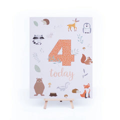 forest-animals-birthday-age-4-sign-and-easel|LLSTWFOREST4A4|Luck and Luck| 3