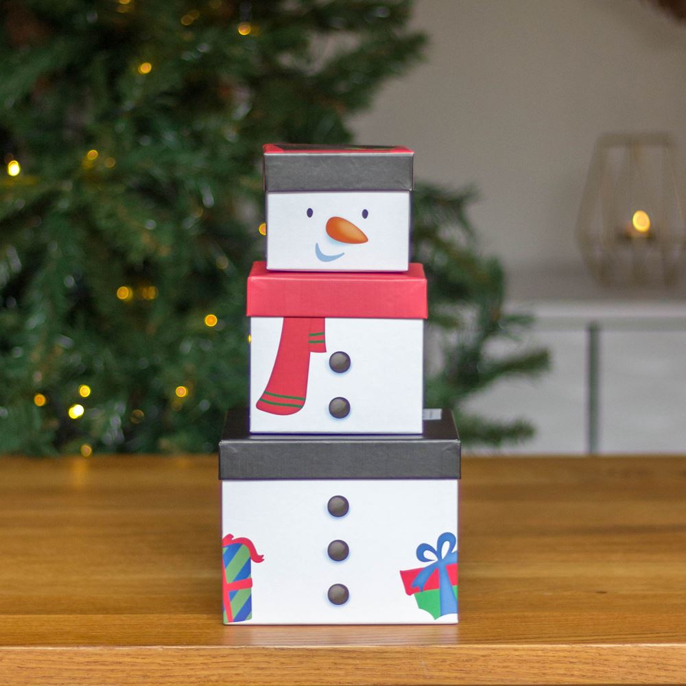 stackable-christmas-snowman-gift-boxes-3-pack|X-31112-BXC|Luck and Luck| 1