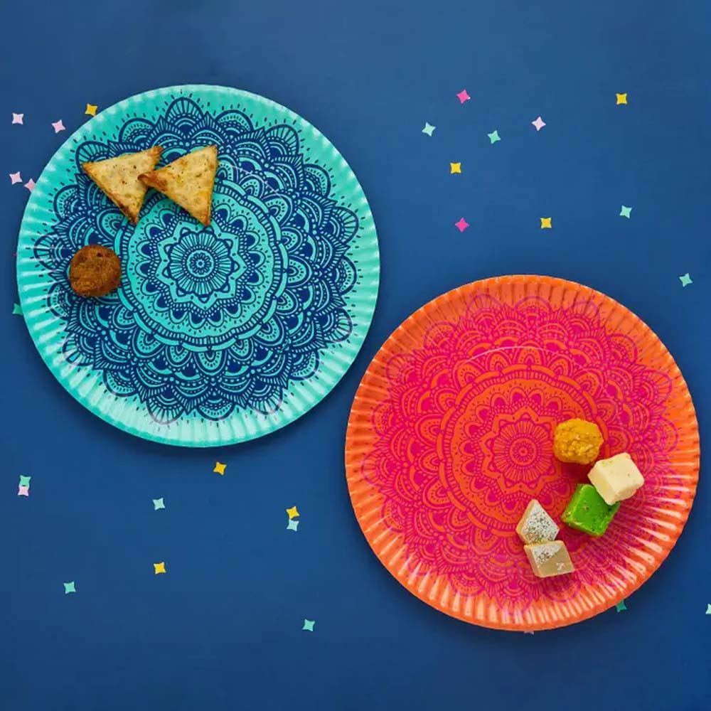 diwali-large-platter-paper-plates-x-2-festival-of-light|HBHD106|Luck and Luck| 1