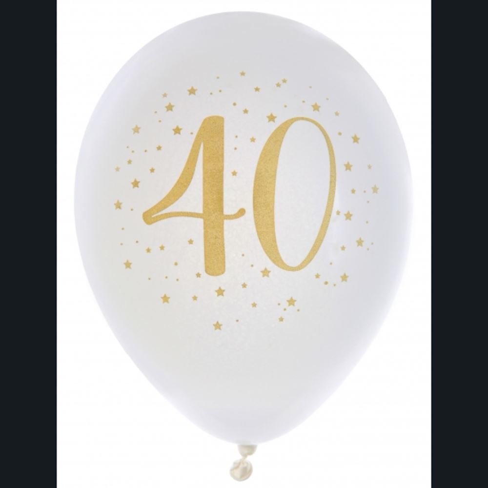 white-and-gold-age-40-party-balloons-x-8|657100000040|Luck and Luck| 1
