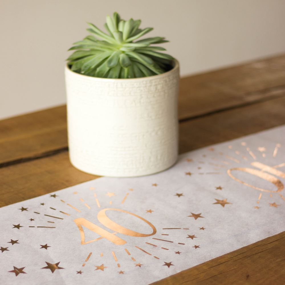 rose-gold-age-40-table-runner-decoration|734400300040|Luck and Luck| 1