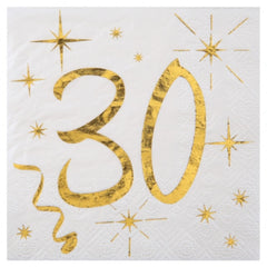 white-and-gold-30th-party-pack-with-plates-napkins-and-cups|LLGOLD30PP|Luck and Luck| 4