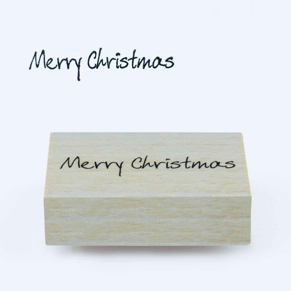 scribbled-merry-christmas-wood-mounted-ink-stamp|1015B|Luck and Luck|2