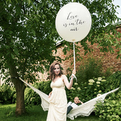 white-with-black-lettering-love-is-in-the-air-giant-wedding-balloon|OLBON10D-008|Luck and Luck| 1