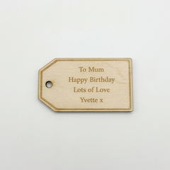 Personalised Wooden Gift Tag Custom Message Gift Label Special Occasion 7 cm