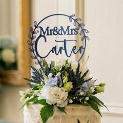 Personalised Acrylic Wedding Cake Topper Mr & Mrs Name Decoration Custom Cake Decor