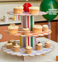 Playful Brights 3 Tier Paper Cake Stand For Birthday Dessert Tables (36 cm)