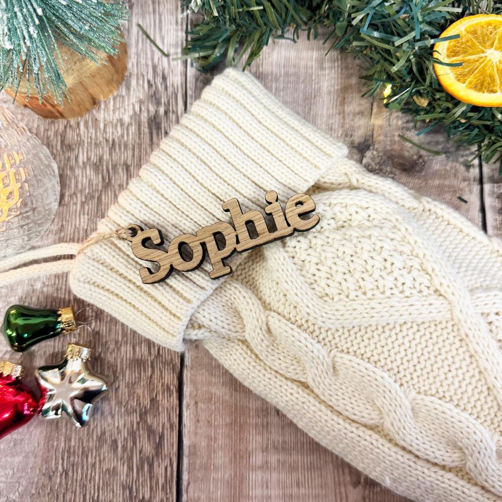 personalised-cream-christmas-stocking-with-name-hanging-decoration|LLWWCSTOCKNAME|Luck and Luck| 1