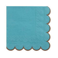 Santex Blue Cocktail Napkins with Gold Scalloped Edge 16 Pack - 25cm
