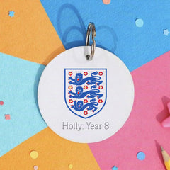 Personalised England Football Bag Charm - Custom Name Soccer Fan Gift for Kids Keyring