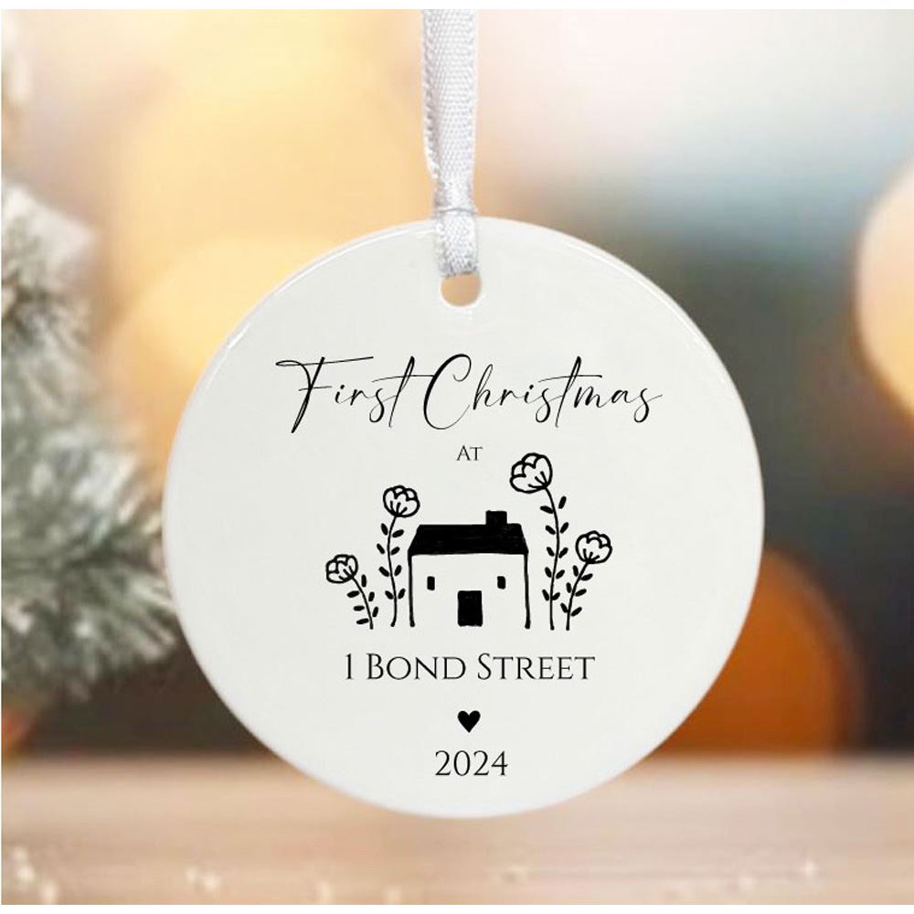 personalised-first-christmas-at-house-home-bauble-keepsake-gift|LLUVPORC24|Luck and Luck| 1