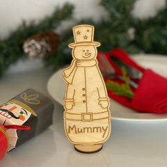 wooden-christmas-personalised-snowman-place-table-name-settings|LLWWSNOWMANPNP15|Luck and Luck| 1