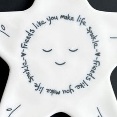 White Porcelain Star Coaster Friends Like You Make Life Sparkle Modern Home Gift