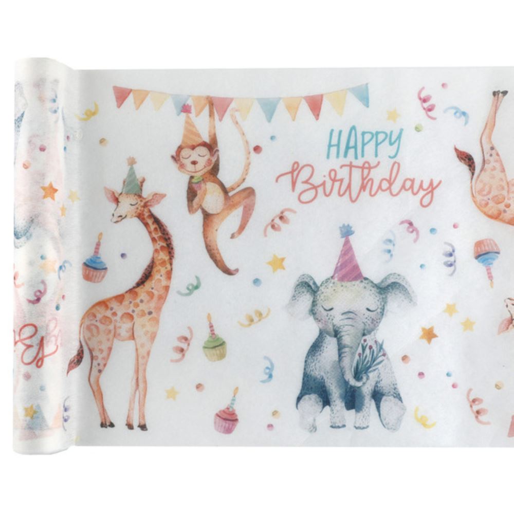 animals-in-party-hats-table-runner-5m|674900300099|Luck and Luck| 1