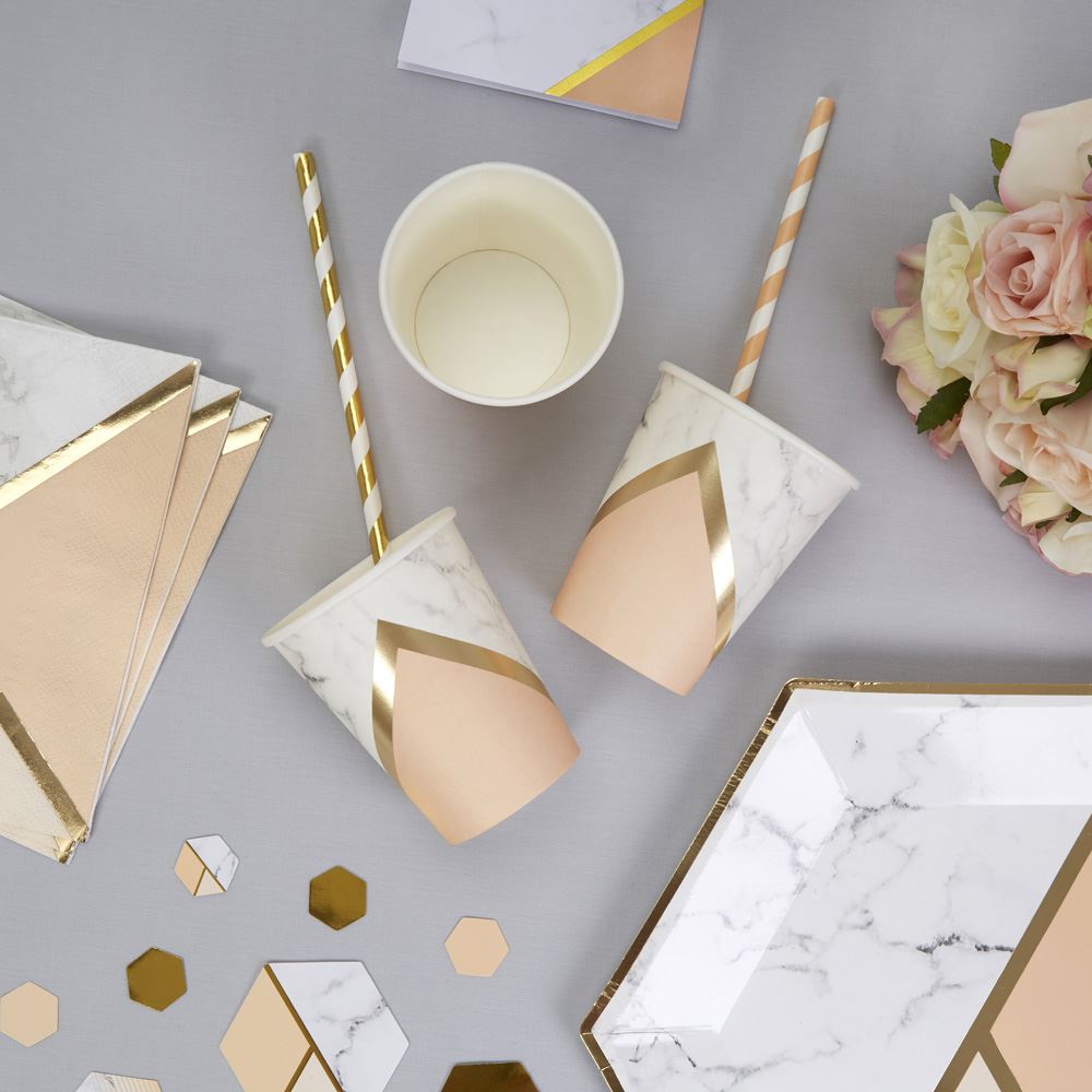 marble-and-peach-paper-party-cups-birthday-party-celebration-x-8|772638|Luck and Luck| 1