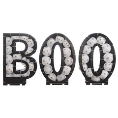 Black Boo Balloon Mosaic with Webs for Whimsical Halloween Party Decorating