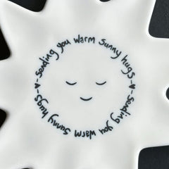 White Porcelain Sun Coaster Sending Warm Sunny Hugs Modern Contemporary Home Gift