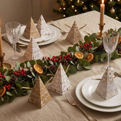 Gold White Triangular Hum That Tune Christmas Crackers Novelty Party Tableware Set of 6