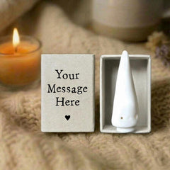 Personalised Christmas Tree Matchbox with Porcelain Ornament and Your Own Message