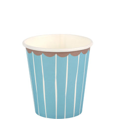 Blue Striped Small Paper Party Cups for Birthdays and Celebrations (Pack of 10)