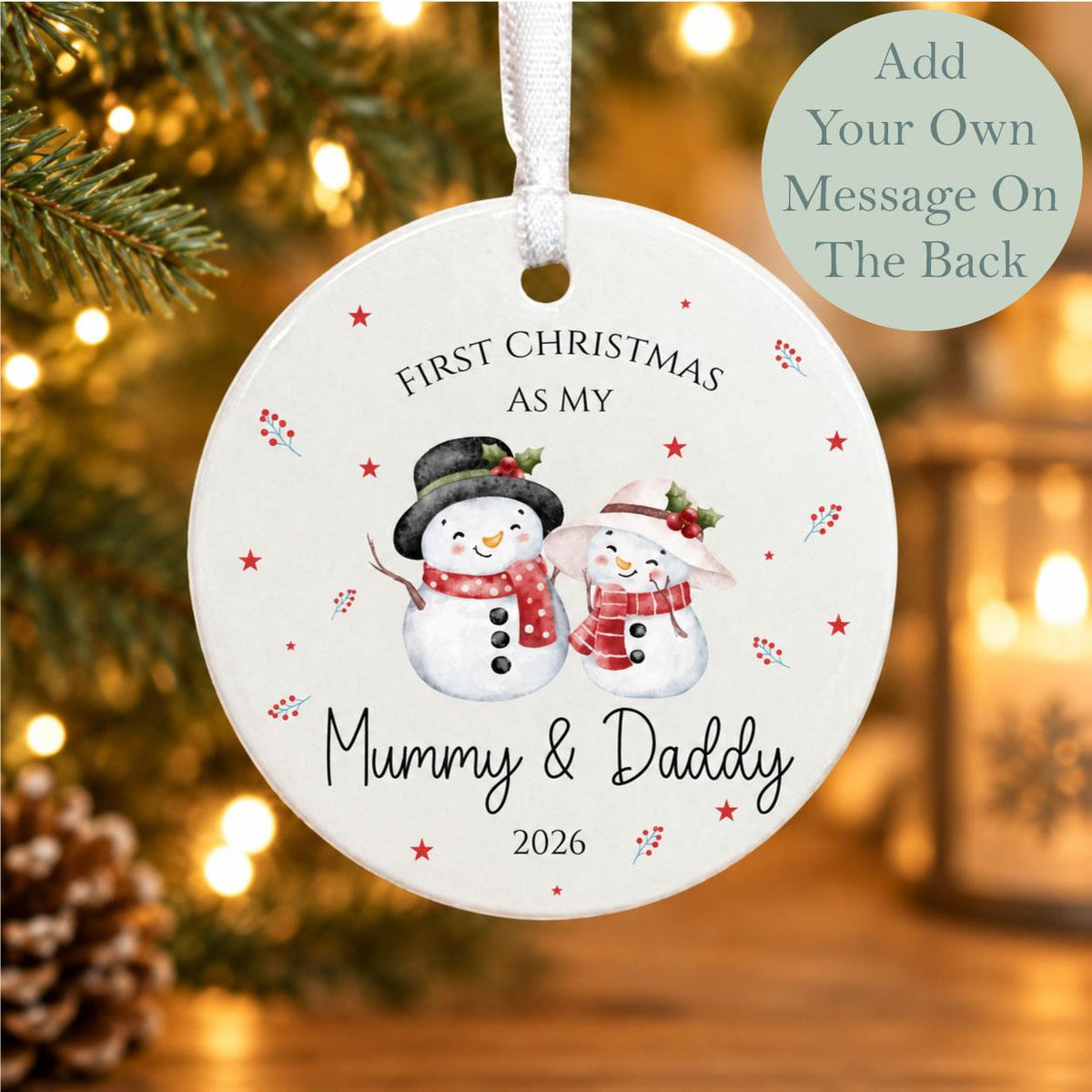 Personalised 1st Christmas Family Bauble - Mummy and Daddy Ornament
