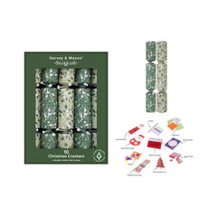 Green Mistletoe Christmas Crackers Green Festive Party Tableware Decor Set of 10