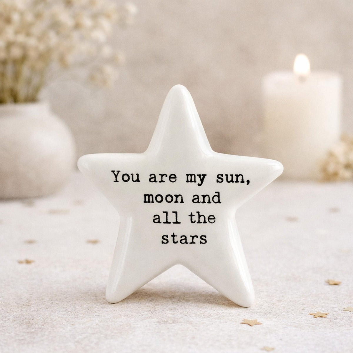 East of India Porcelain Star Mini Token – My Sun Moon and Stars Sentimental White Keepsake Gift