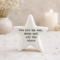 East of India Porcelain Star Mini Token – My Sun Moon and Stars Sentimental White Keepsake Gift