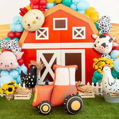 Standing Tractor Foil Balloon Decoration for Farm Birthday Party