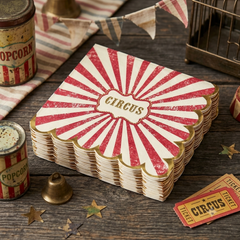 Vintage Circus 3 Ply Paper Napkins for Birthday Party Tables (Pack of 16, 33 cm Unfolded)