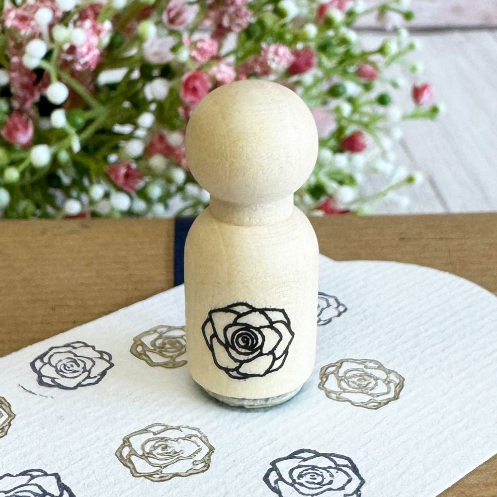 mini-rubber-stamp-rose-flower-craft-scrapbooking|LLWWMINIROSESTAMP|Luck and Luck| 1