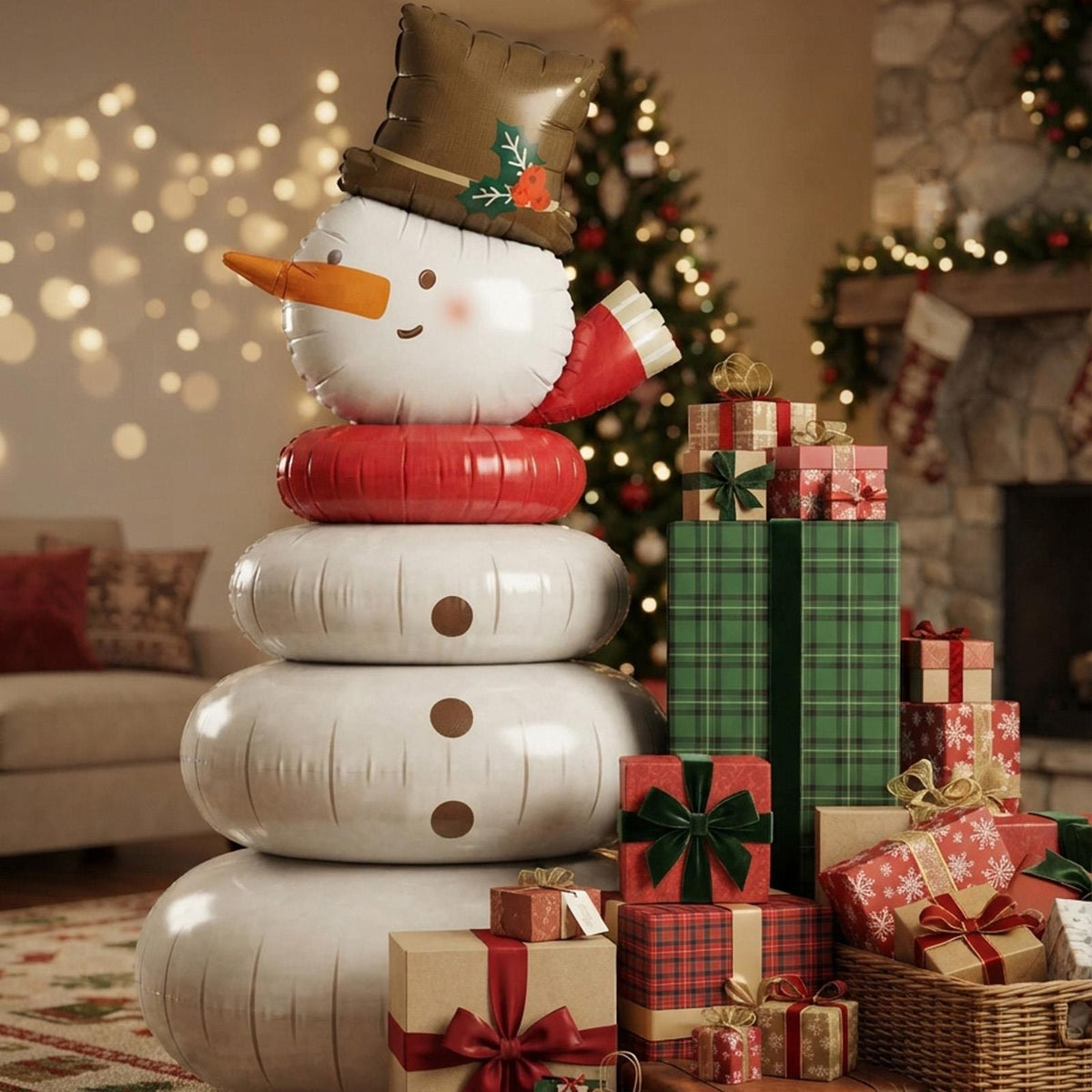 Standing Snowman Foil Balloon White Playful Cheerful Christmas Party Decoration