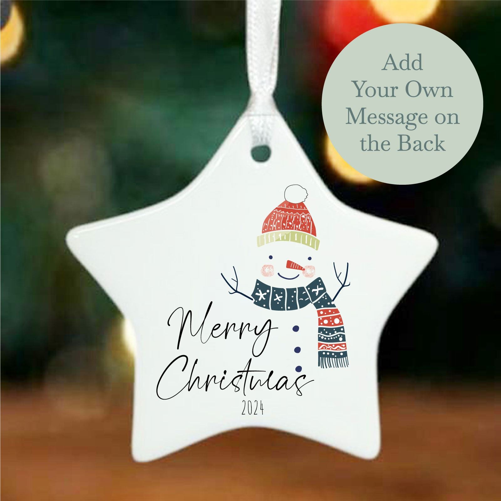 personalised-hanging-christmas-porcelain-star-bauble-snowmen-gift|LLUXXMASSTARD1|Luck and Luck| 1