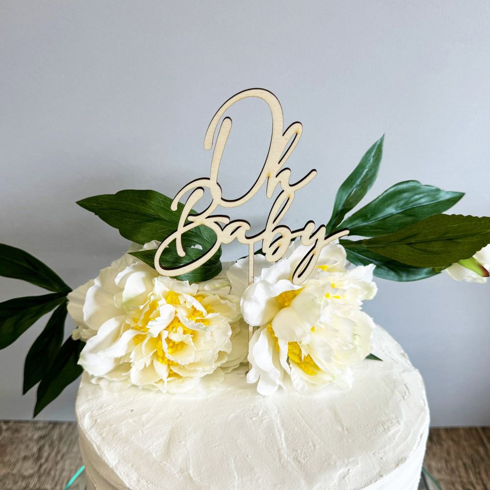 wooden-oh-baby-cake-topper-baby-shower-design-1|LLWWOHBABYCTD1|Luck and Luck| 1