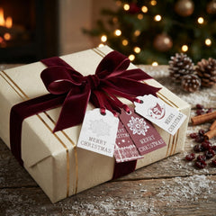 Christmas Tags, 'Merry Christmas' With Birds x6